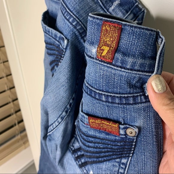 7 for All Mankind Bermuda Denim Shorts Crop Dojo Jeans - Picture 12 of 16